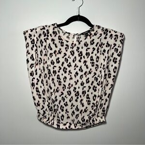 Express Cheetah Print Blouse with Shoulder Pads Size M